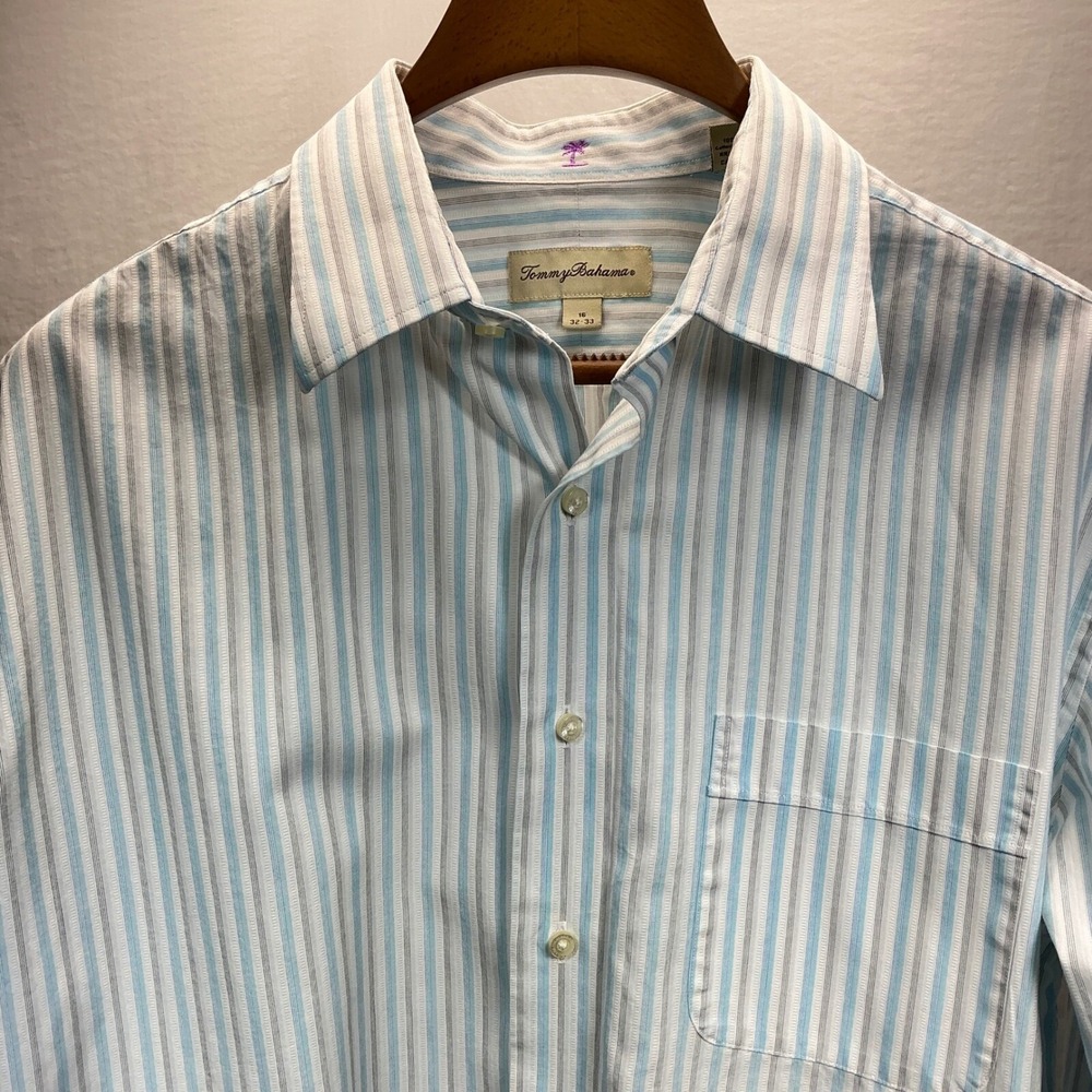 Tommy Bahama Striped‎ Button Down Shirt Casual Dress Shirt Size 16